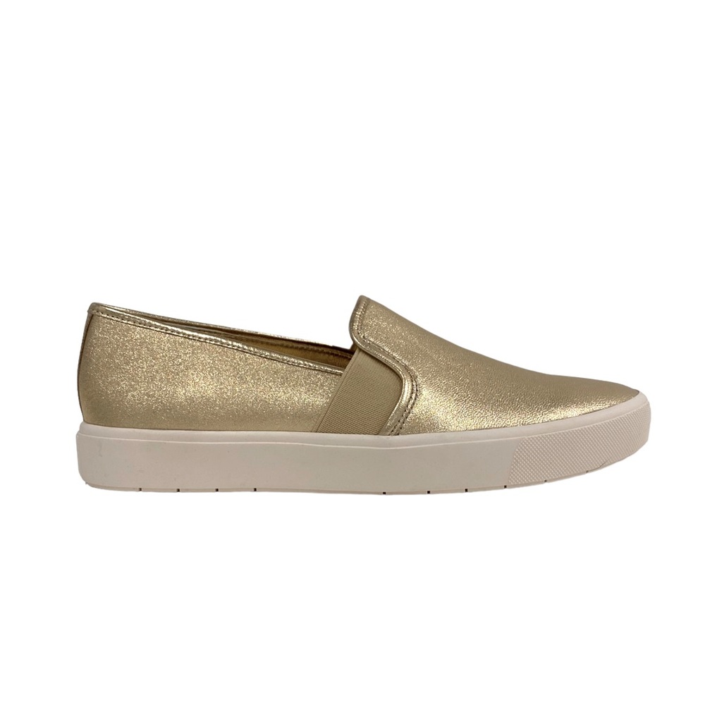 VINCE "Blair" Gold Leather Slip On Sneakers, Size 6